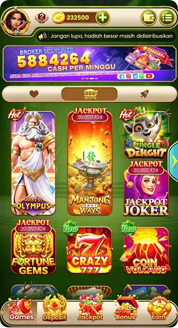Cuplikan layar menu unduhan balioslot untuk perangkat Android